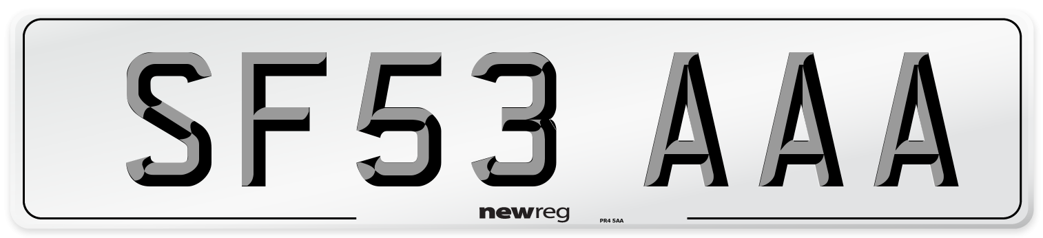 SF53 AAA Number Plate from New Reg